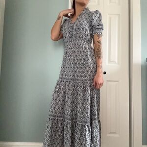 Max Studio Blue Floral Tiered Maxi Dress